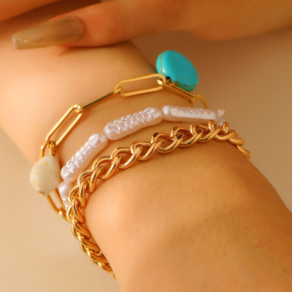golden pearl toggle charm layered bracelet set golden pearl toggle charm layered bracelet set