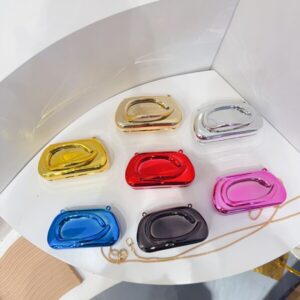 Store metallic mini lipstick clutch bag with chain strap